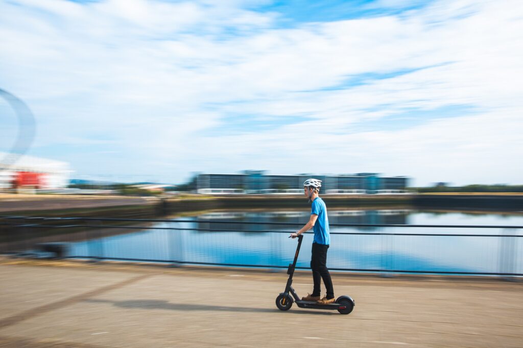 Ginger e-scooter at speed