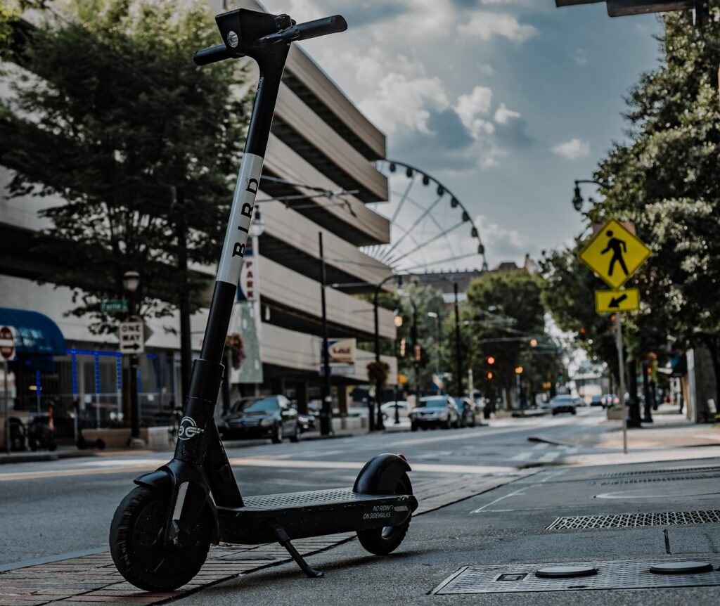 A Bird electric scooter in Atlanta, Georgia