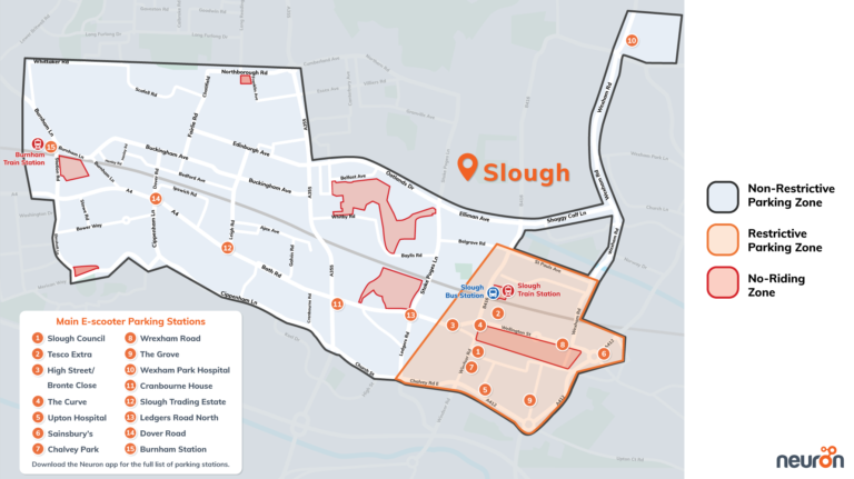 Slough e-scooter ride map Neuron