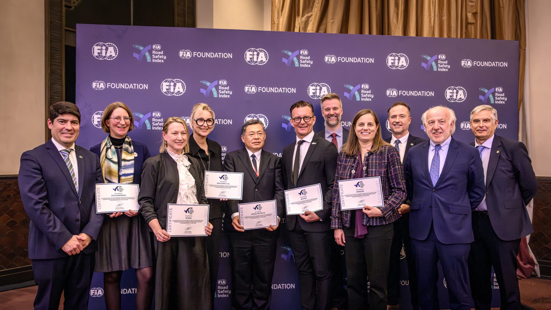 Nine private sector players receive highest FIA recognition for road safety